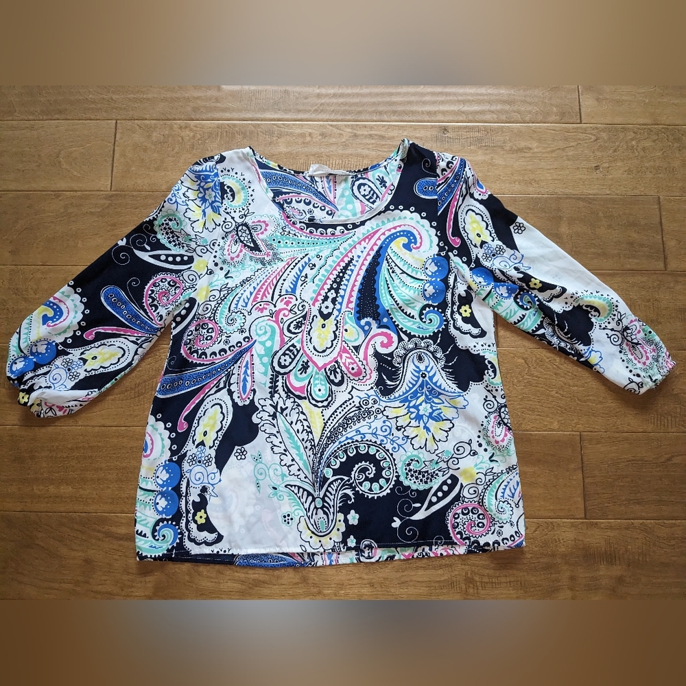 3/4 length sleeve paisley blouse